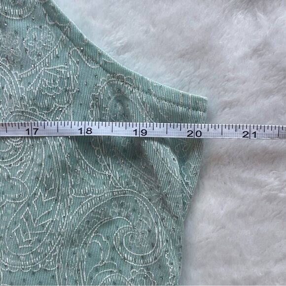 Vintage 90s Sleeveless Top SZ 2X Light Blue Fairycore Coquette Top w/ Glitter - Picture 6 of 7